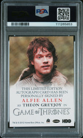 2012 Game Of Thrones S1 Autograph Alfie Allen as Theon Full Bleed LE Auto PSA 9